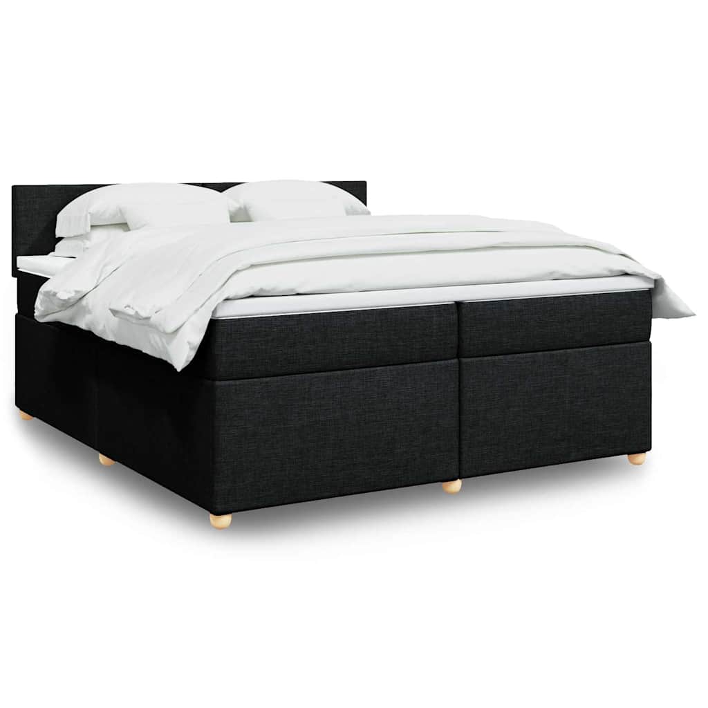 Κρεβάτι Boxspring με Στρώμα Μαύρο 200x200 εκ. Υφασμάτινο - Pakobazaar