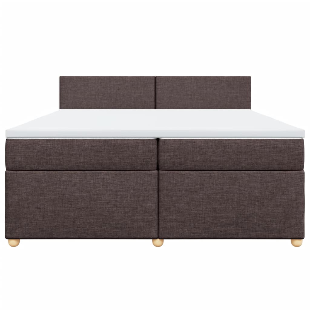 Κρεβάτι Boxspring με Στρώμα Σκούρο Καφέ 200x200 εκ. Υφασμάτινο - Pakobazaar