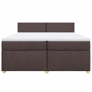Κρεβάτι Boxspring με Στρώμα Σκούρο Καφέ 200x200 εκ. Υφασμάτινο - Pakobazaar