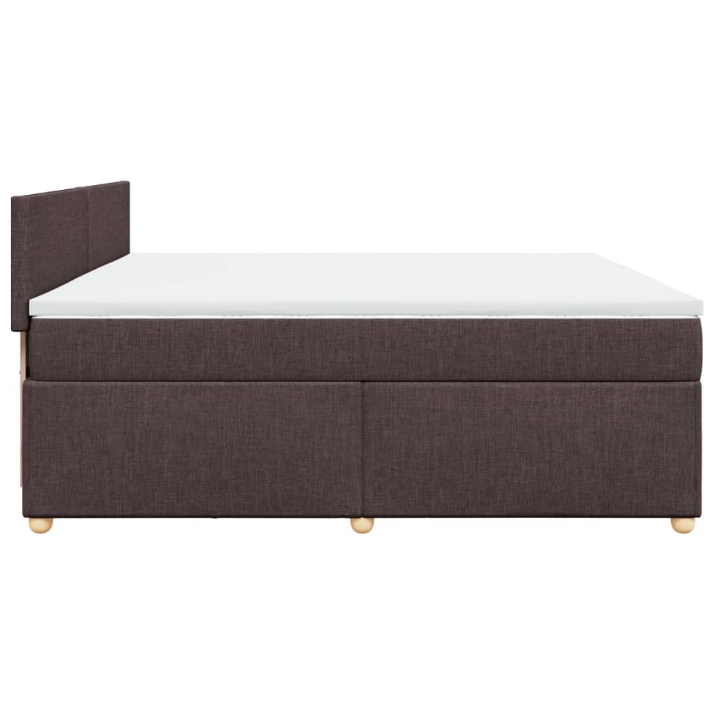 Κρεβάτι Boxspring με Στρώμα Σκούρο Καφέ 200x200 εκ. Υφασμάτινο - Pakobazaar