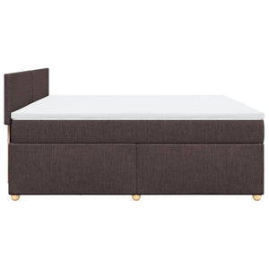 Κρεβάτι Boxspring με Στρώμα Σκούρο Καφέ 200x200 εκ. Υφασμάτινο - Pakobazaar