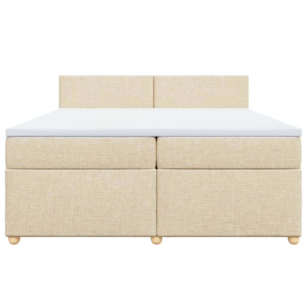 Κρεβάτι Boxspring με Στρώμα Κρεμ 200x200 εκ. Υφασμάτινο