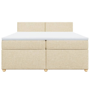 Κρεβάτι Boxspring με Στρώμα Κρεμ 200x200 εκ. Υφασμάτινο