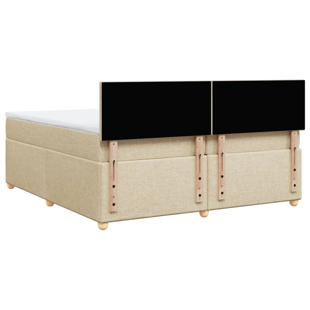 Κρεβάτι Boxspring με Στρώμα Κρεμ 200x200 εκ. Υφασμάτινο