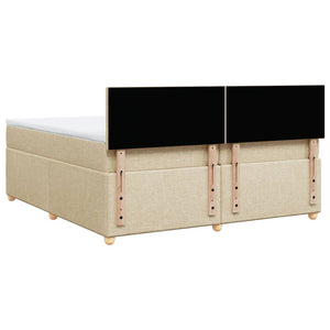 Κρεβάτι Boxspring με Στρώμα Κρεμ 200x200 εκ. Υφασμάτινο