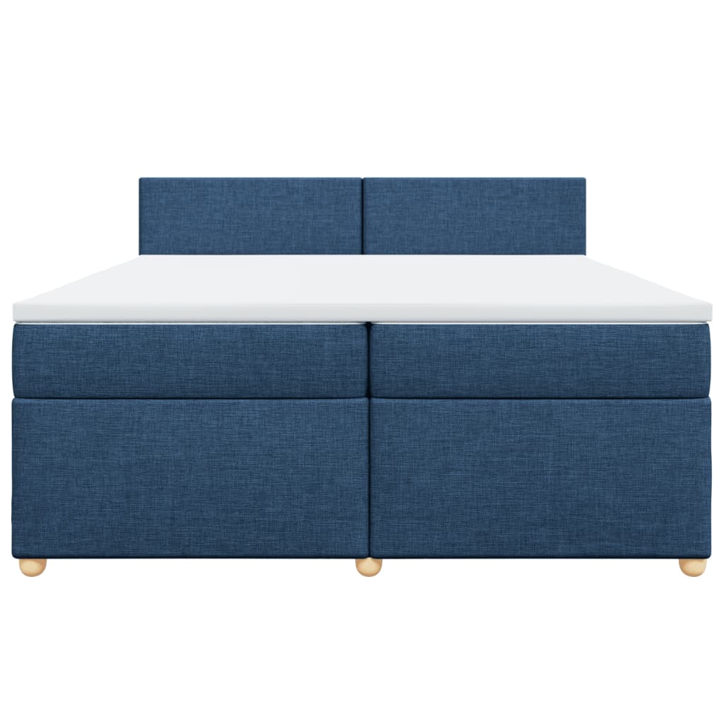 Κρεβάτι Boxspring με Στρώμα Μπλε 200x200 εκ. Υφασμάτινο