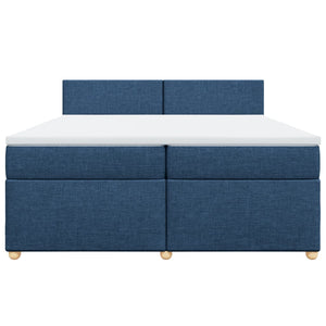 Κρεβάτι Boxspring με Στρώμα Μπλε 200x200 εκ. Υφασμάτινο