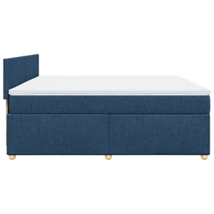 Κρεβάτι Boxspring με Στρώμα Μπλε 200x200 εκ. Υφασμάτινο
