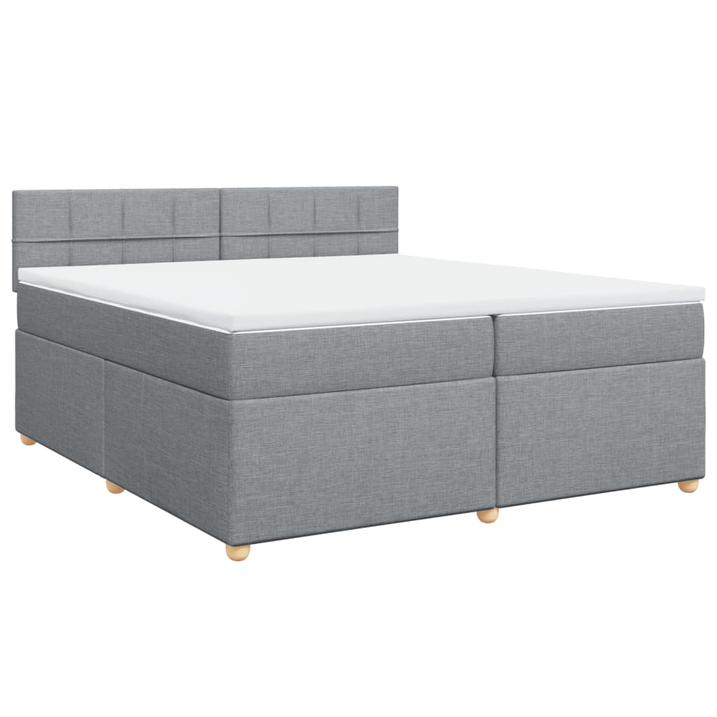 Κρεβάτι Boxspring με Στρώμα Ανοιχτό Γκρι 200x200 εκ. Υφασμάτινο