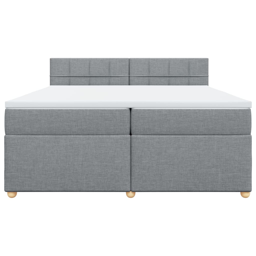 Κρεβάτι Boxspring με Στρώμα Ανοιχτό Γκρι 200x200 εκ. Υφασμάτινο