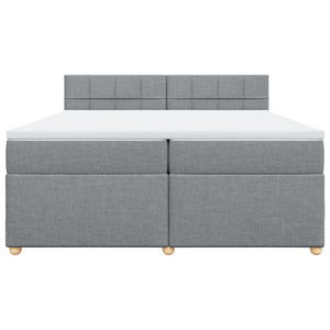 Κρεβάτι Boxspring με Στρώμα Ανοιχτό Γκρι 200x200 εκ. Υφασμάτινο