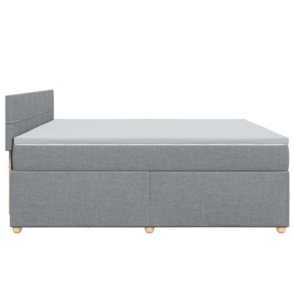 Κρεβάτι Boxspring με Στρώμα Ανοιχτό Γκρι 200x200 εκ. Υφασμάτινο