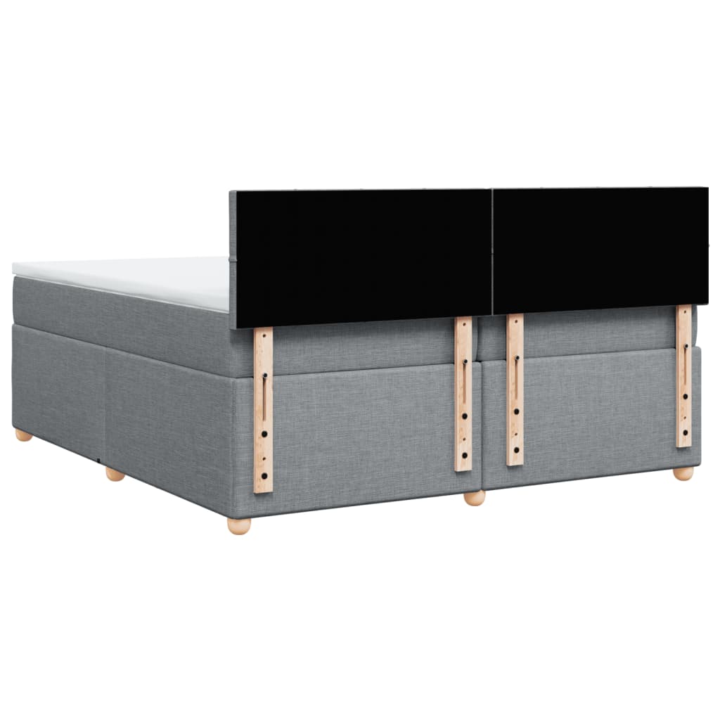 Κρεβάτι Boxspring με Στρώμα Ανοιχτό Γκρι 200x200 εκ. Υφασμάτινο