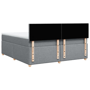 Κρεβάτι Boxspring με Στρώμα Ανοιχτό Γκρι 200x200 εκ. Υφασμάτινο