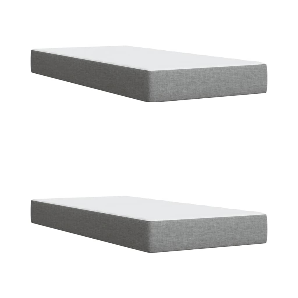 Κρεβάτι Boxspring με Στρώμα Ανοιχτό Γκρι 200x200 εκ. Υφασμάτινο