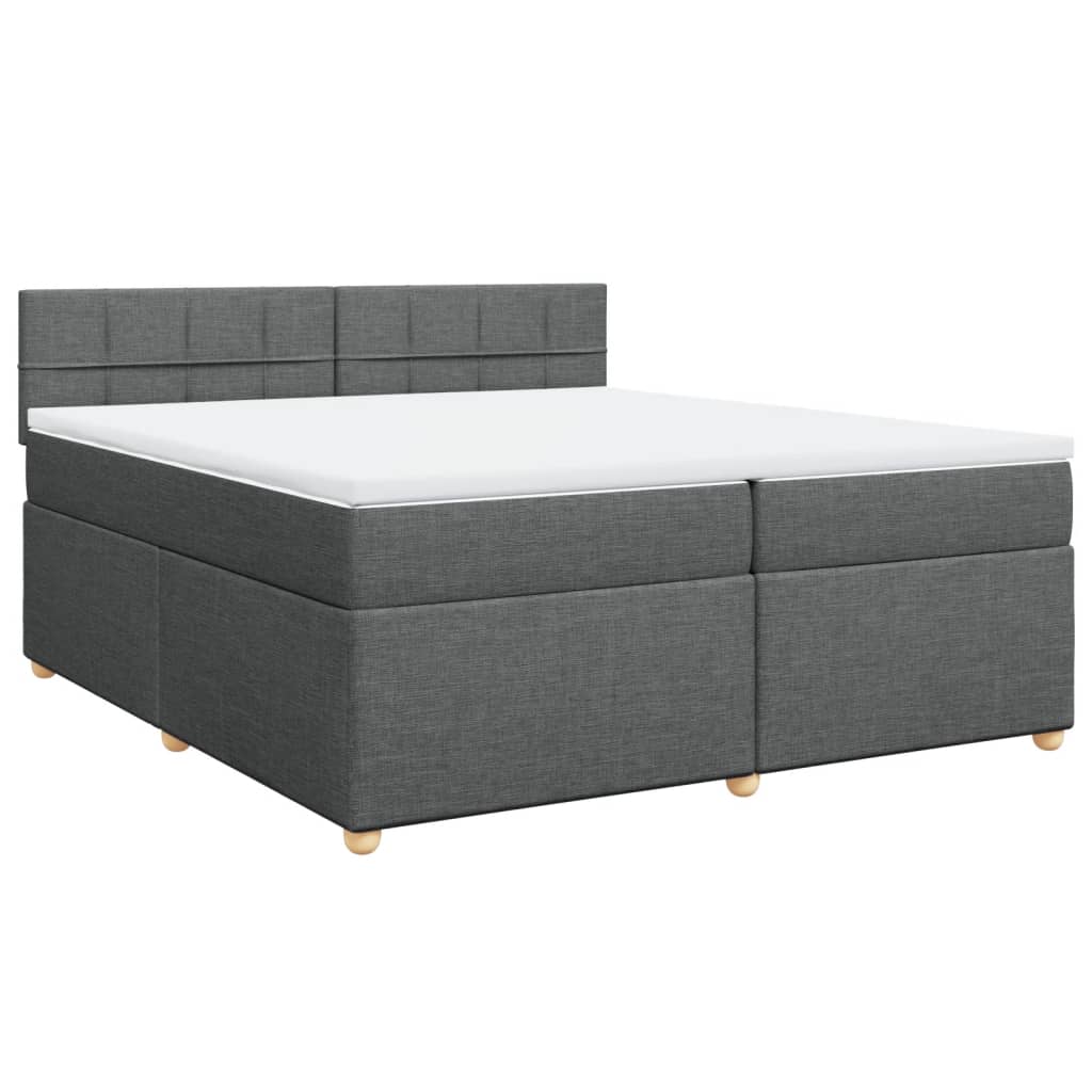 Κρεβάτι Boxspring με Στρώμα Σκούρο Γκρι 200x200 εκ. Υφασμάτινο