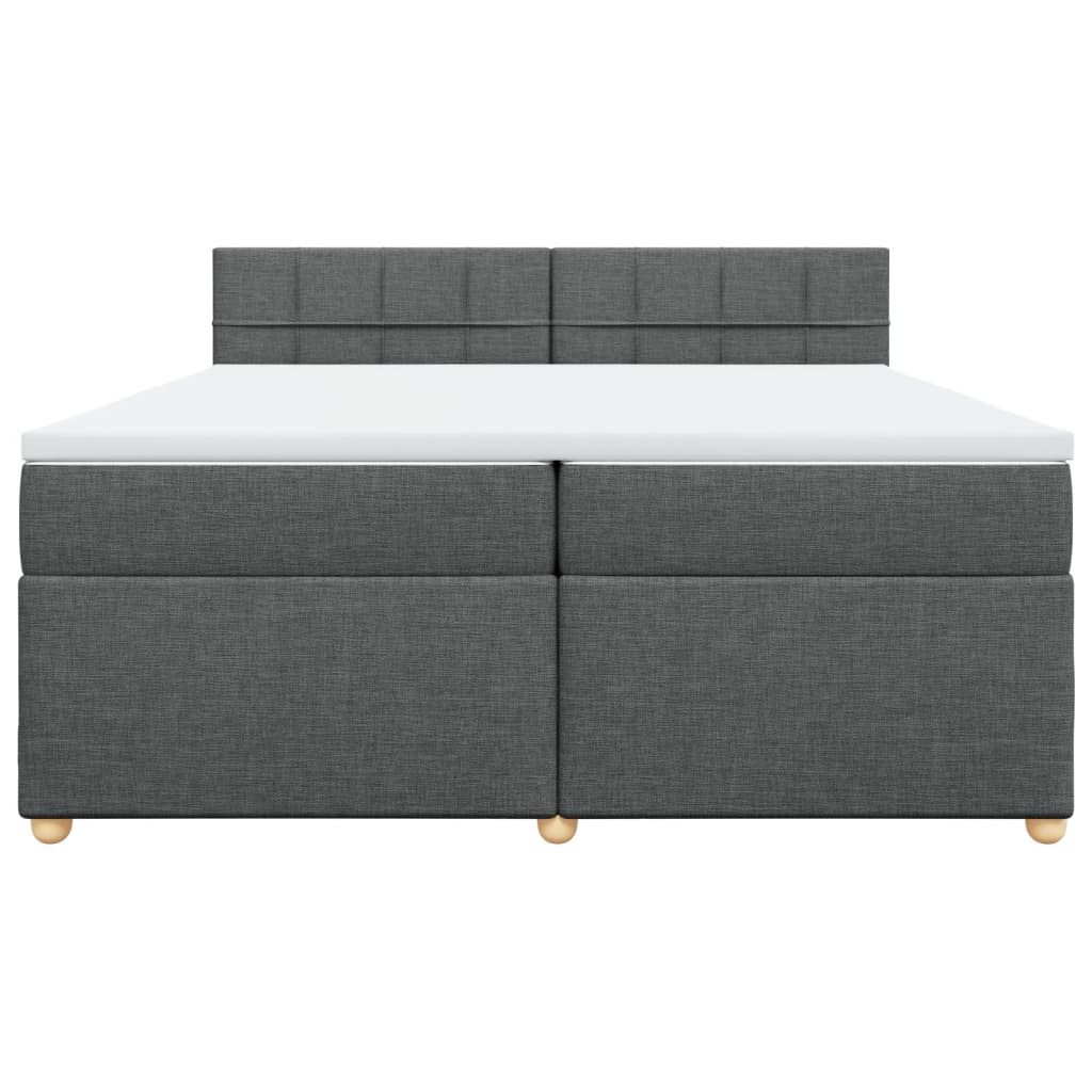 Κρεβάτι Boxspring με Στρώμα Σκούρο Γκρι 200x200 εκ. Υφασμάτινο
