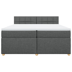 Κρεβάτι Boxspring με Στρώμα Σκούρο Γκρι 200x200 εκ. Υφασμάτινο