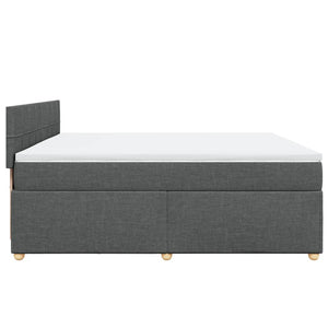 Κρεβάτι Boxspring με Στρώμα Σκούρο Γκρι 200x200 εκ. Υφασμάτινο