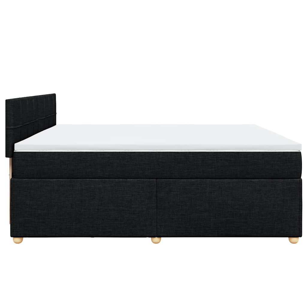Κρεβάτι Boxspring με Στρώμα Μαύρο 200x200 εκ. Υφασμάτινο - Pakobazaar