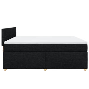 Κρεβάτι Boxspring με Στρώμα Μαύρο 200x200 εκ. Υφασμάτινο - Pakobazaar