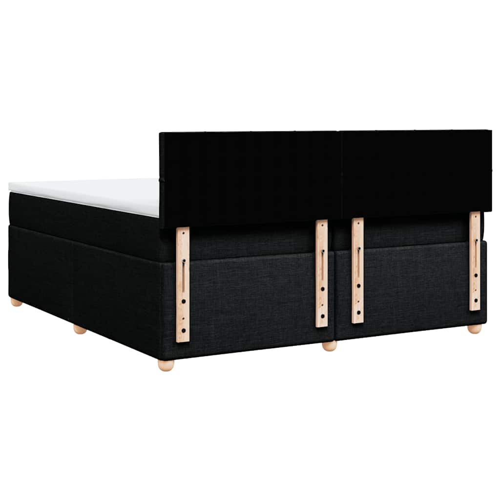 Κρεβάτι Boxspring με Στρώμα Μαύρο 200x200 εκ. Υφασμάτινο - Pakobazaar