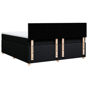 Κρεβάτι Boxspring με Στρώμα Μαύρο 200x200 εκ. Υφασμάτινο - Pakobazaar