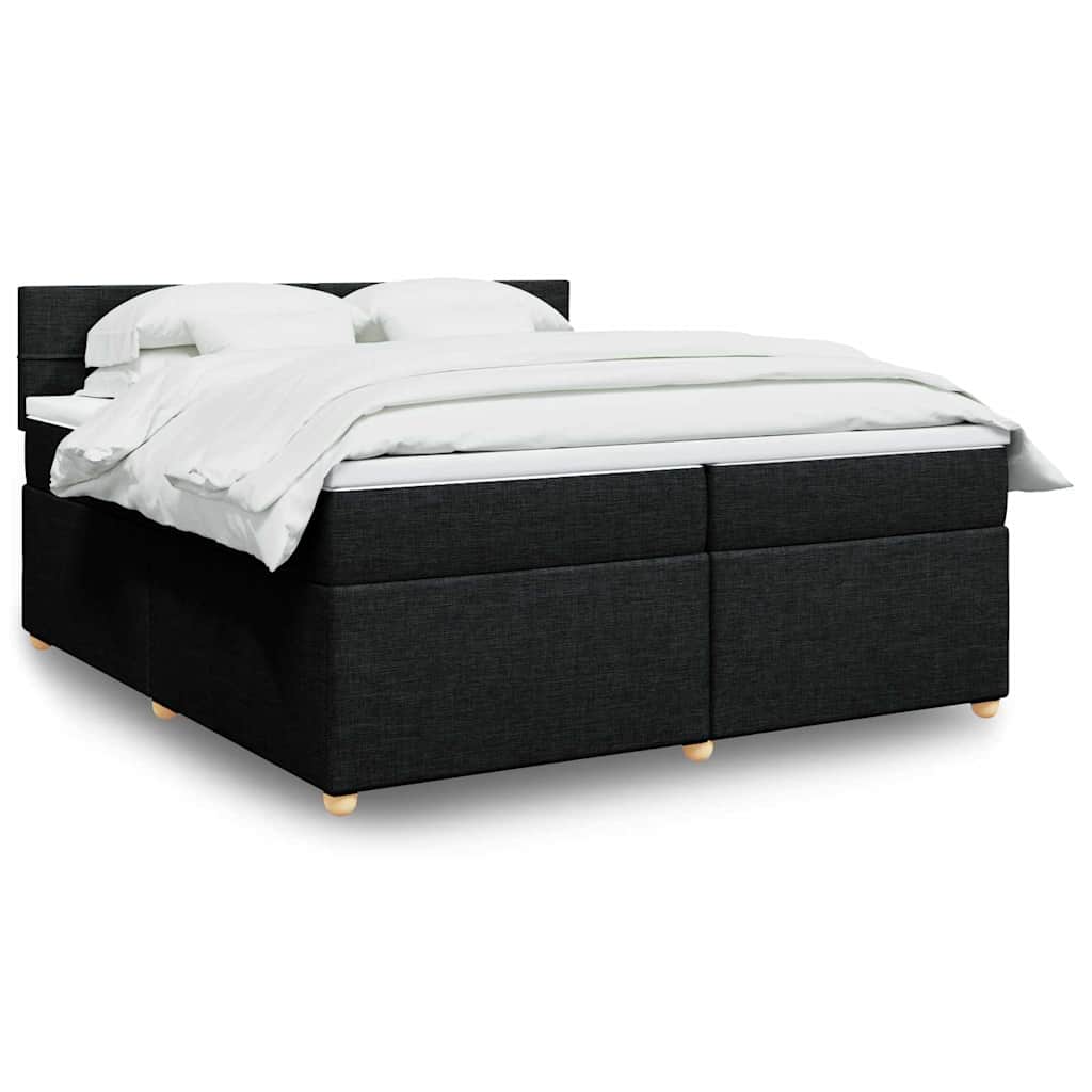 Κρεβάτι Boxspring με Στρώμα Μαύρο 200x200 εκ. Υφασμάτινο - Pakobazaar
