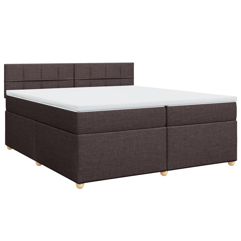 Κρεβάτι Boxspring με Στρώμα Σκούρο Καφέ 200x200 εκ. Υφασμάτινο