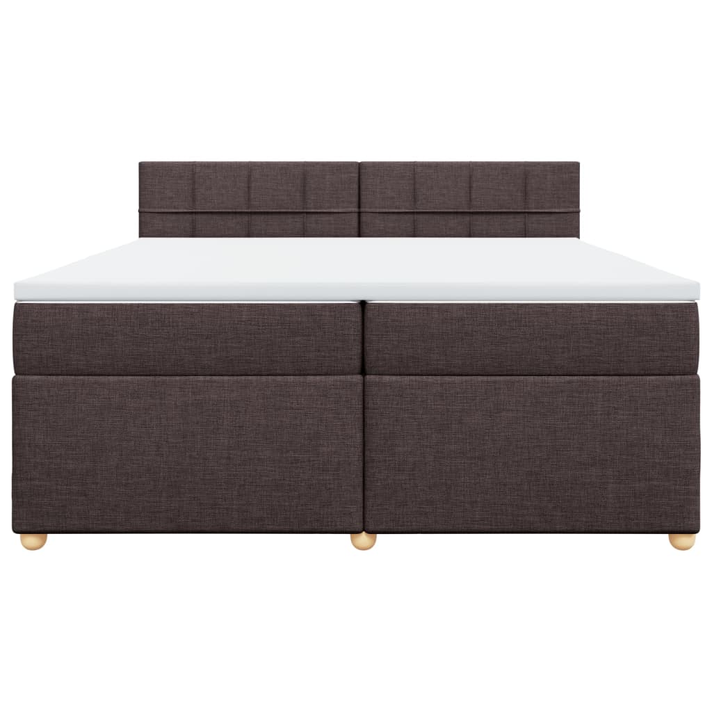 Κρεβάτι Boxspring με Στρώμα Σκούρο Καφέ 200x200 εκ. Υφασμάτινο