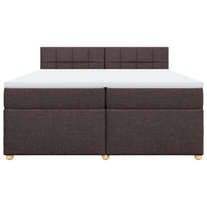Κρεβάτι Boxspring με Στρώμα Σκούρο Καφέ 200x200 εκ. Υφασμάτινο