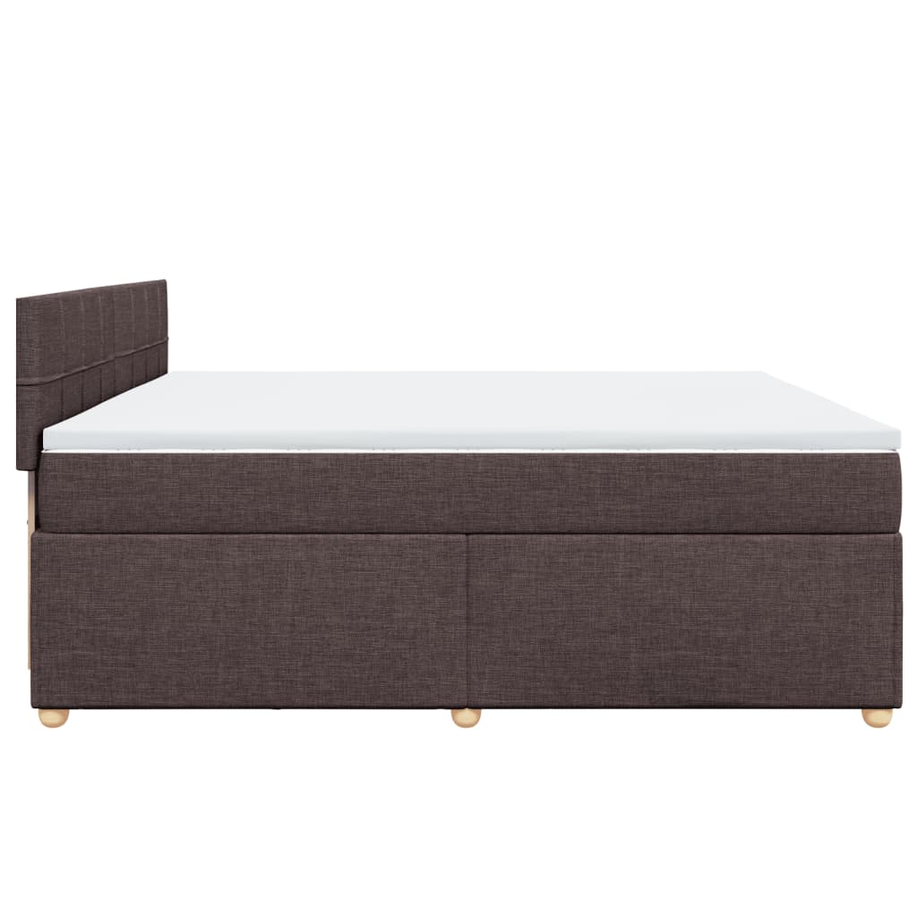 Κρεβάτι Boxspring με Στρώμα Σκούρο Καφέ 200x200 εκ. Υφασμάτινο