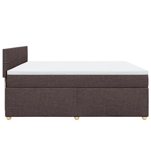 Κρεβάτι Boxspring με Στρώμα Σκούρο Καφέ 200x200 εκ. Υφασμάτινο