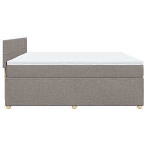 Κρεβάτι Boxspring με Στρώμα Taupe 200x200 εκ. Υφασμάτινο - Pakobazaar