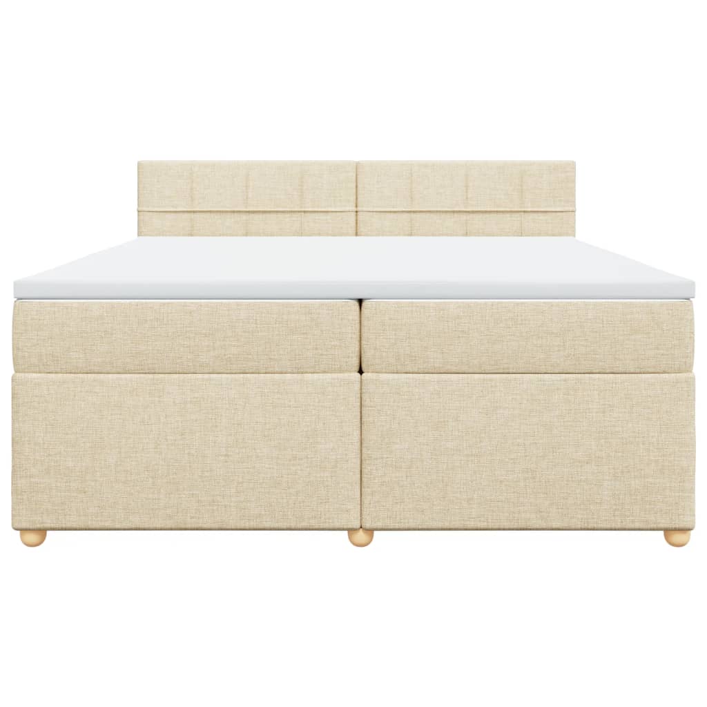Κρεβάτι Boxspring με Στρώμα Κρεμ 200x200 εκ. Υφασμάτινο