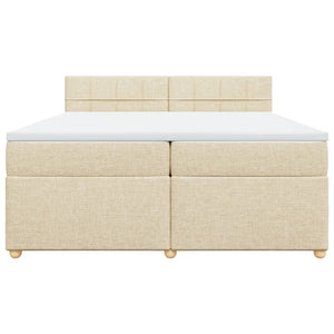 Κρεβάτι Boxspring με Στρώμα Κρεμ 200x200 εκ. Υφασμάτινο