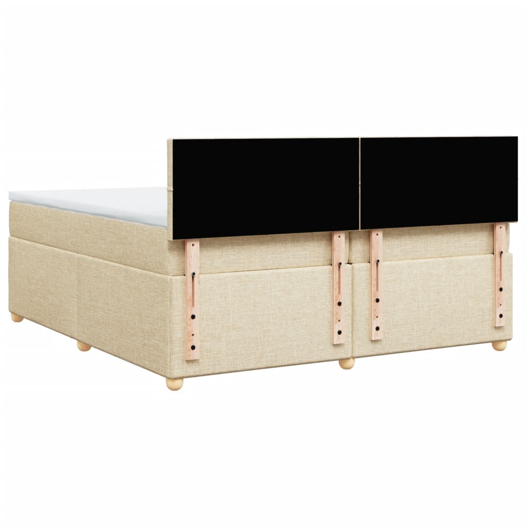 Κρεβάτι Boxspring με Στρώμα Κρεμ 200x200 εκ. Υφασμάτινο