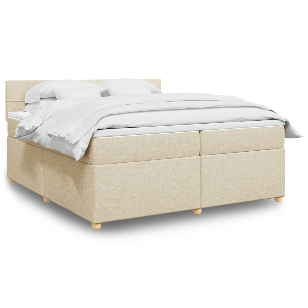 Κρεβάτι Boxspring με Στρώμα Κρεμ 200x200 εκ. Υφασμάτινο