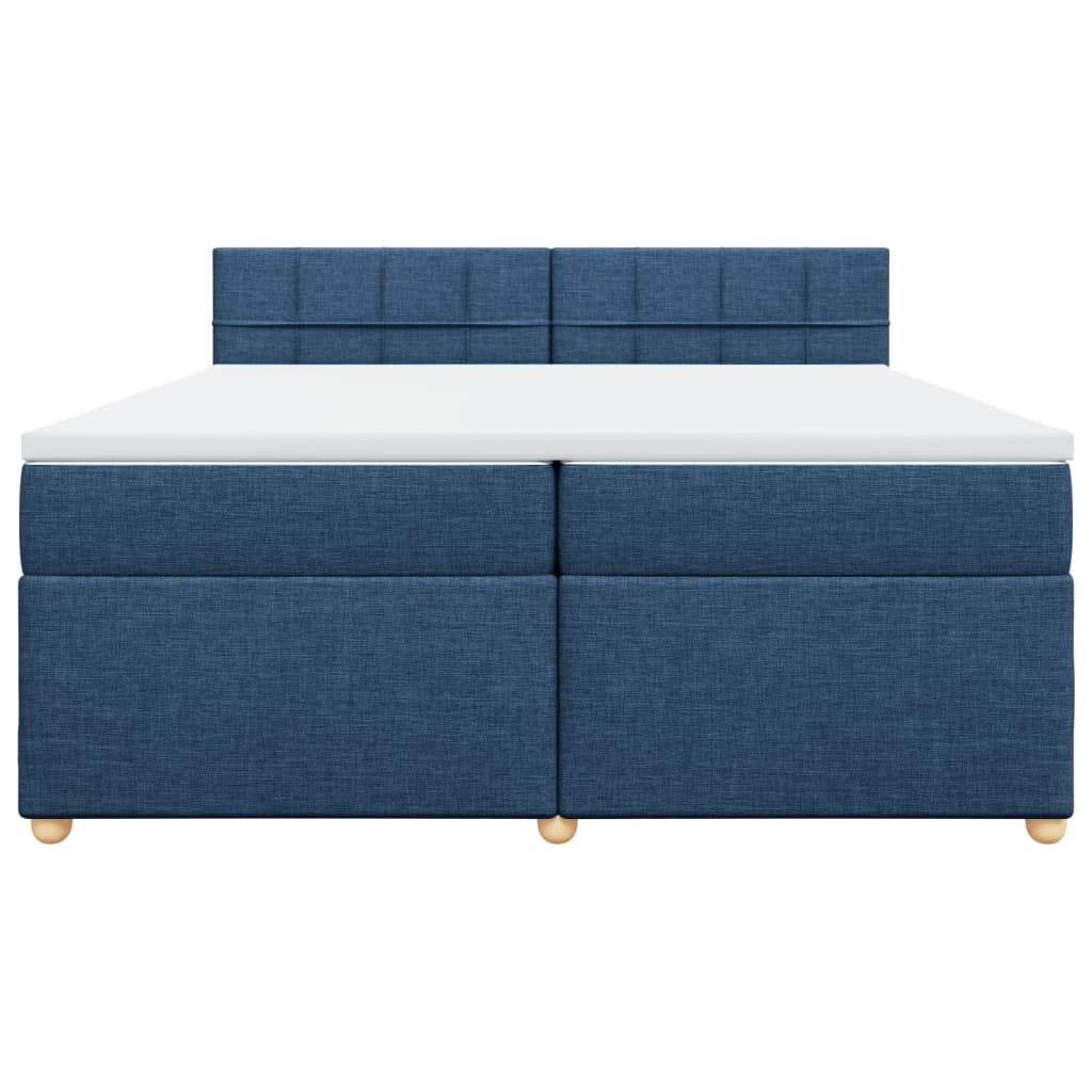 Κρεβάτι Boxspring με Στρώμα Μπλε 200x200 εκ. Υφασμάτινο