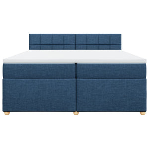 Κρεβάτι Boxspring με Στρώμα Μπλε 200x200 εκ. Υφασμάτινο