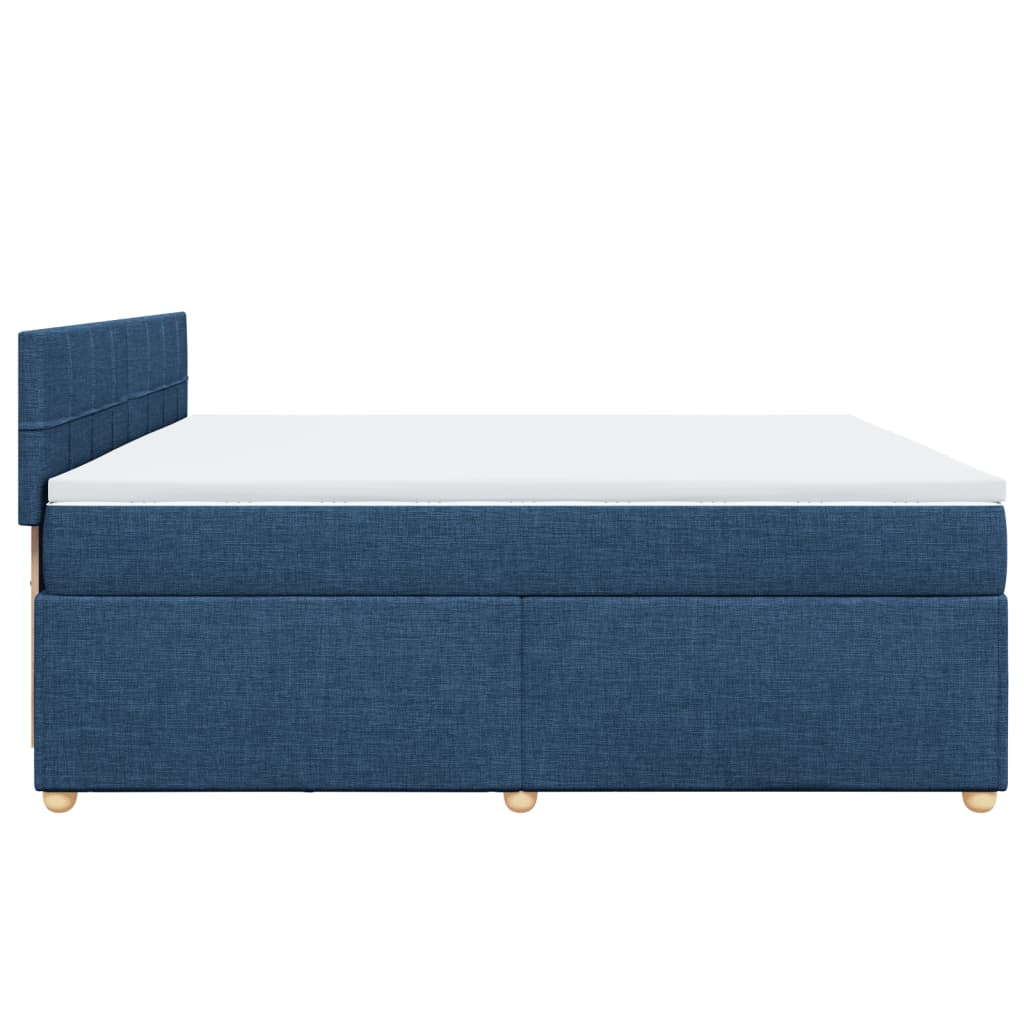 Κρεβάτι Boxspring με Στρώμα Μπλε 200x200 εκ. Υφασμάτινο