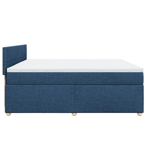 Κρεβάτι Boxspring με Στρώμα Μπλε 200x200 εκ. Υφασμάτινο