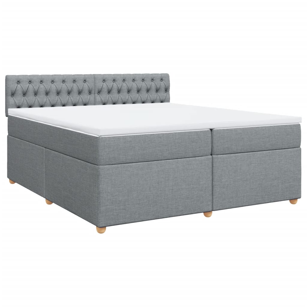 Κρεβάτι Boxspring με Στρώμα Ανοιχτό Γκρι 200x200 εκ. Υφασμάτινο - Pakobazaar