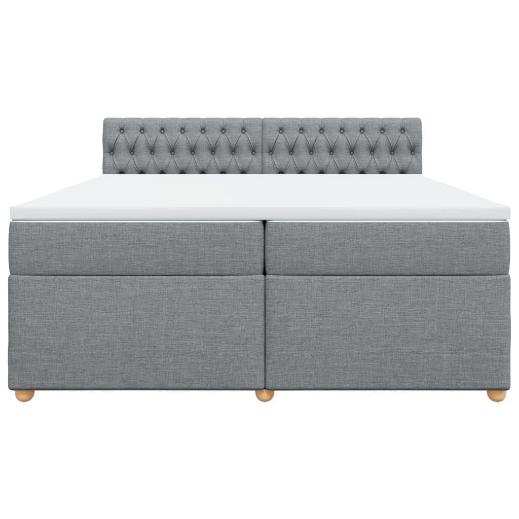 Κρεβάτι Boxspring με Στρώμα Ανοιχτό Γκρι 200x200 εκ. Υφασμάτινο - Pakobazaar