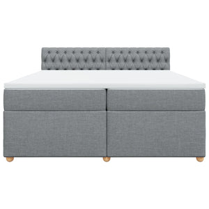 Κρεβάτι Boxspring με Στρώμα Ανοιχτό Γκρι 200x200 εκ. Υφασμάτινο - Pakobazaar