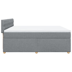 Κρεβάτι Boxspring με Στρώμα Ανοιχτό Γκρι 200x200 εκ. Υφασμάτινο - Pakobazaar