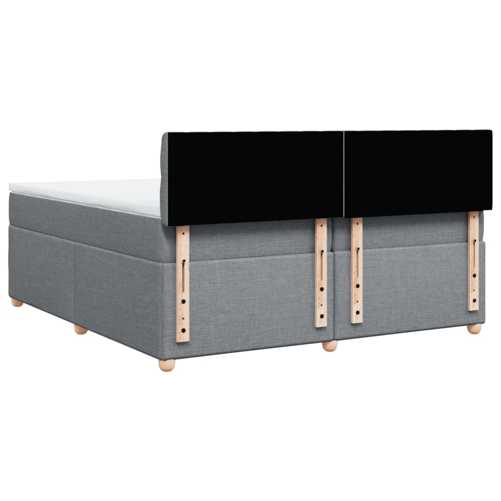 Κρεβάτι Boxspring με Στρώμα Ανοιχτό Γκρι 200x200 εκ. Υφασμάτινο - Pakobazaar