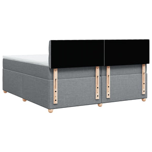 Κρεβάτι Boxspring με Στρώμα Ανοιχτό Γκρι 200x200 εκ. Υφασμάτινο - Pakobazaar