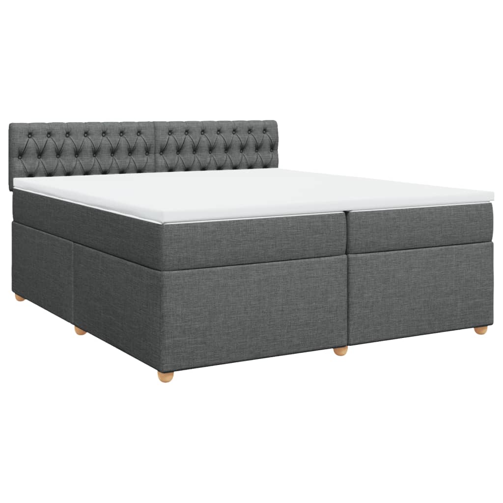 Κρεβάτι Boxspring με Στρώμα Σκούρο Γκρι 200x200 εκ. Υφασμάτινο - Pakobazaar