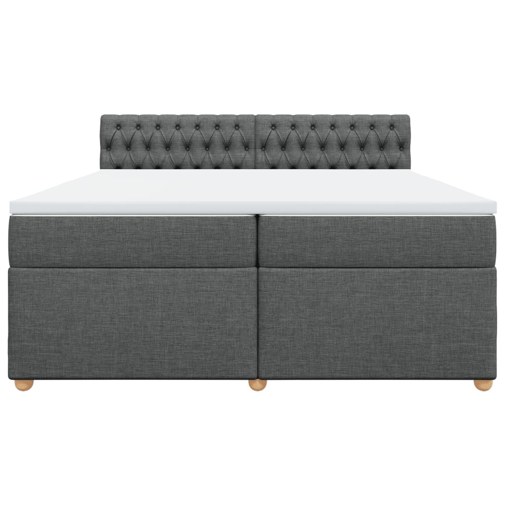 Κρεβάτι Boxspring με Στρώμα Σκούρο Γκρι 200x200 εκ. Υφασμάτινο - Pakobazaar